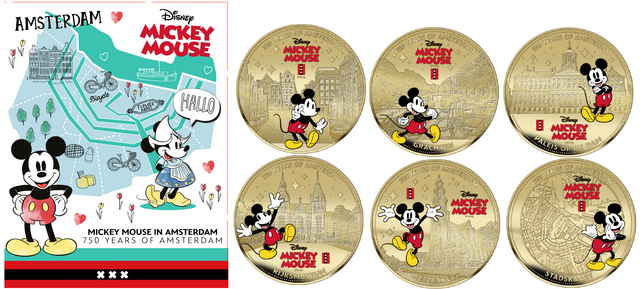 750 Jaar Amsterdam – Mickey Mouse – Exclusieve Vergulde Muntenset